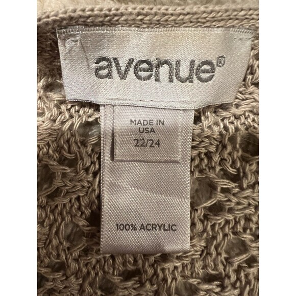 Avenue Women's Brown Crochet Cardigan Sweater Boho Coastal Size 22 24 Plus Size - Picture 4 of 5